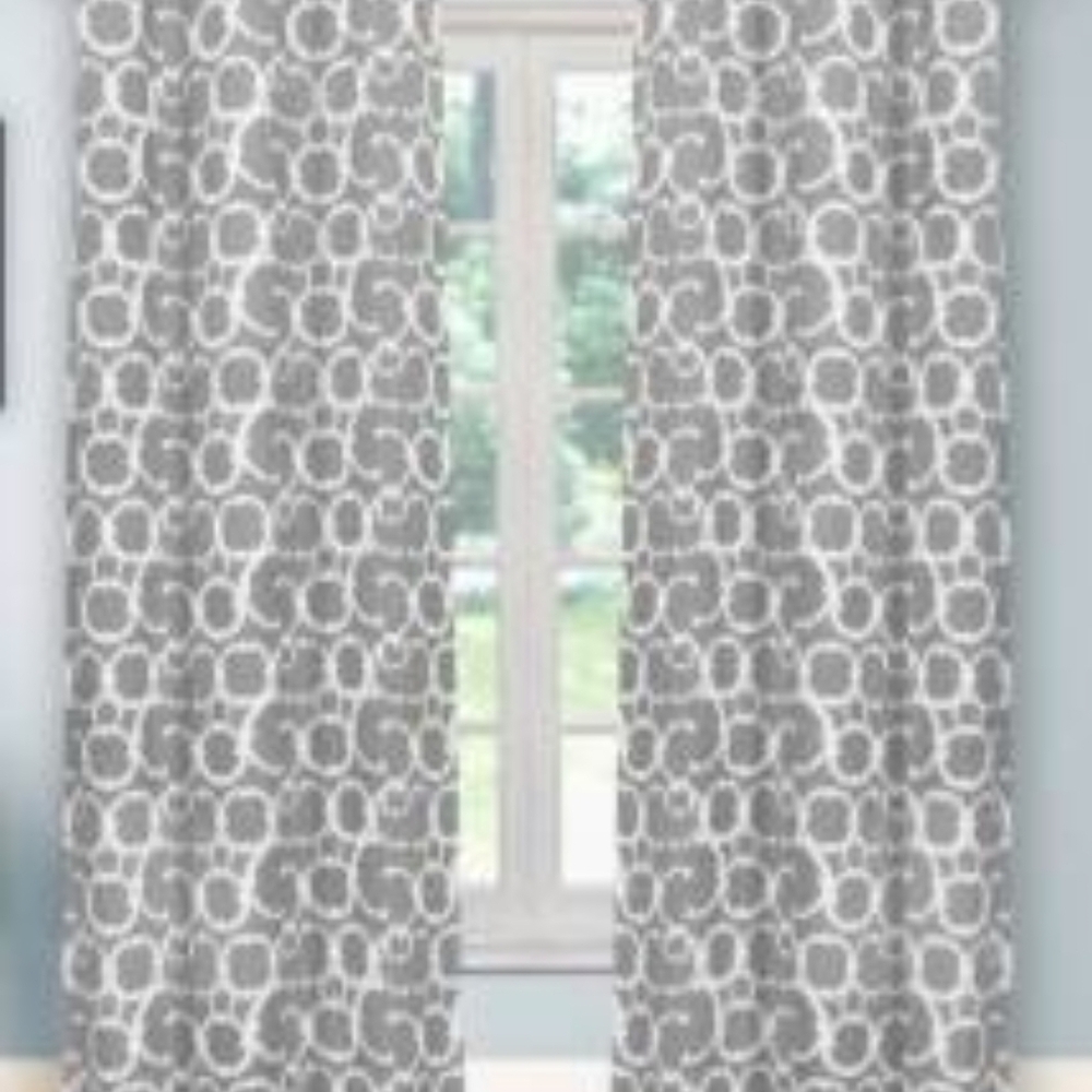 Elegant Gray Black Out Patterned Curtains
